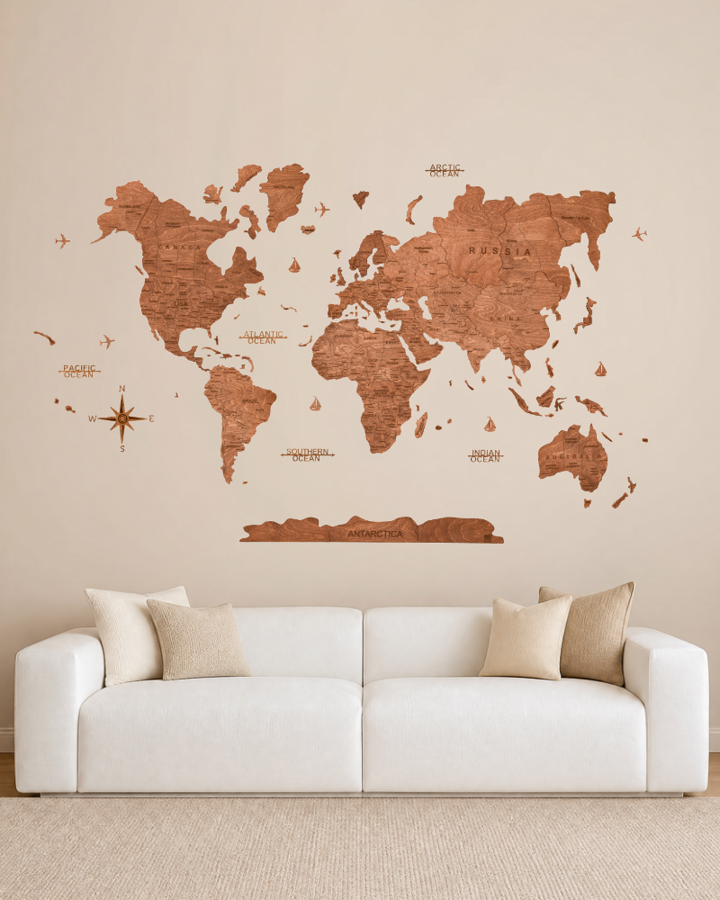 GeoArte wooden world map